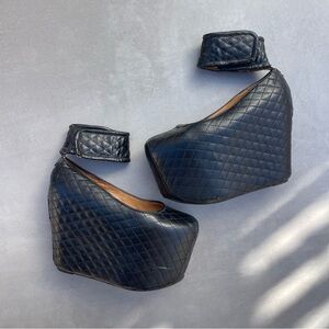 Jeffrey Campbell Quilted Leather Platform Ballerina Heels